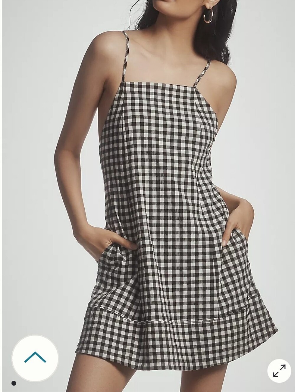 Anthropologie Halterneck Apron-Style Tie-Back Gingham Black & White Mini Dress